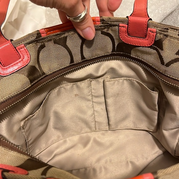 Coach Signature Coral Patent Leather/Canvas Tote - Picture 8 of 12